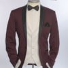 Wedding Suit Smoking Gomez Bordeaux with Black Satin Shawl Lapels