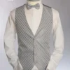 Grey wedding waistcoat AL-NO2 with grid pattern, available with cravat or bow tie