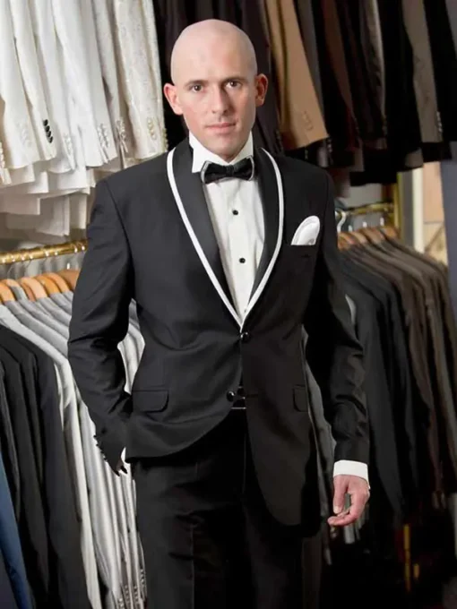 Black tuxedo with white shawl lapel and two-button closure – Modell Sorbonne Noir