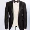 Black Wedding Suit with Satin Peak Lapels and White Vest – Model Opera