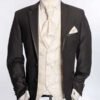 Black Wedding Suit with Satin Trim and Cream Vest