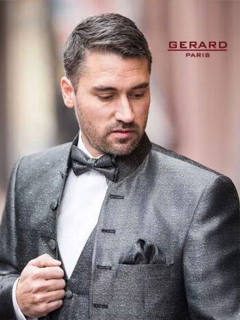 Jakarta Wedding Tailcoat – Silver Grey Brocade Tailcoat for Grooms