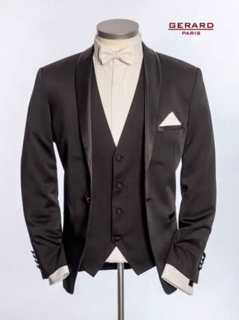 Wedding Suit Smoking Washington D.C. in Black with Shawl Collar and Satin Trim