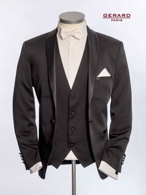 Wedding Suit Smoking Washington D.C. in Black with Shawl Collar and Satin Trim