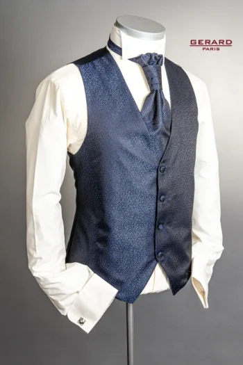 Milano Midnight Blue Waistcoat with Ascot Tie