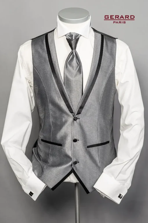 Vienna Grey Vest in a rich, deep tone with tailored fit and premium buttons