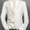 Cream wedding vest set with shimmer pattern and elegant cravat, 3-piece set