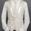 Elegant cream ivory wedding vest with paisley brocade pattern and satin trim