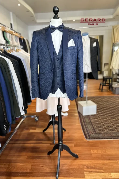 Napoli Midnight Blue - Classic Paisley Wedding Suit - Image 2