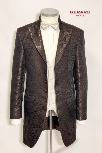 Santiago Braun Nr 90 - Brown Brocade Wedding Suit with Paisley Pattern