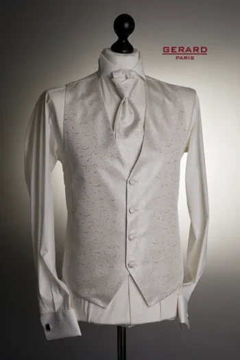 Parisian Elegance Ivory Waistcoat with Matching Ascot Tie