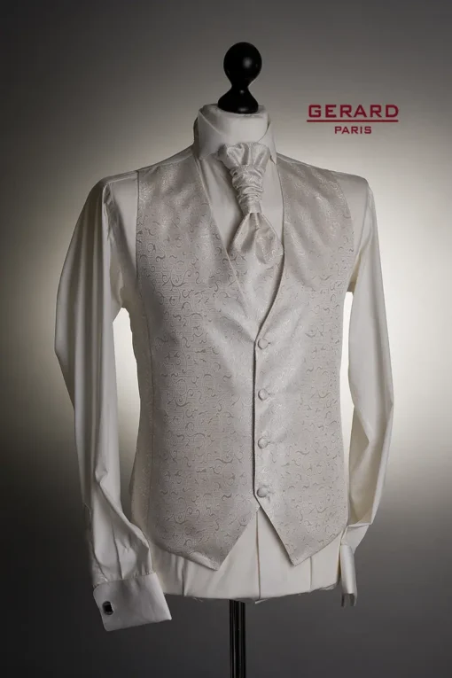 Parisian Elegance Ivory Waistcoat with Matching Ascot Tie