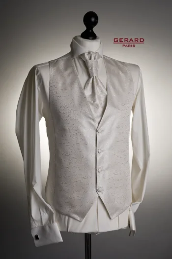 Parisian Elegance Ivory Waistcoat with Matching Ascot Tie