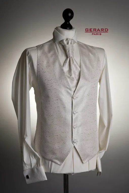 Parisian Elegance Ivory Waistcoat with Matching Ascot Tie