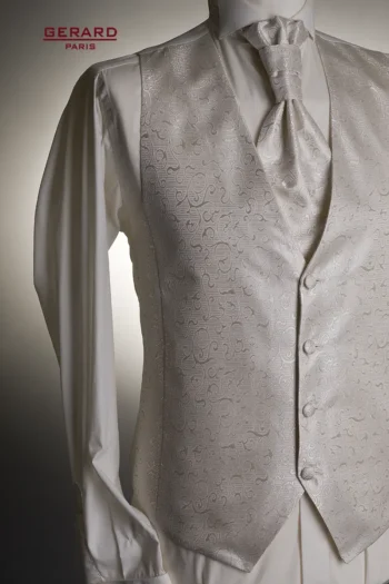 Parisian Elegance Ivory Waistcoat with Matching Ascot Tie