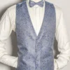 “Gerard Paris Light Blue Floral Wedding Vest with Matching Bow Tie”