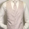 “Gerard Paris Light Pink Floral Wedding Vest with Matching Bow Tie and Cravat”