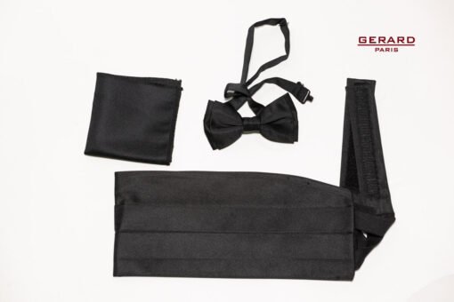 Black Cummerbund, Bow Tie, Pocket Square Set - Image 2